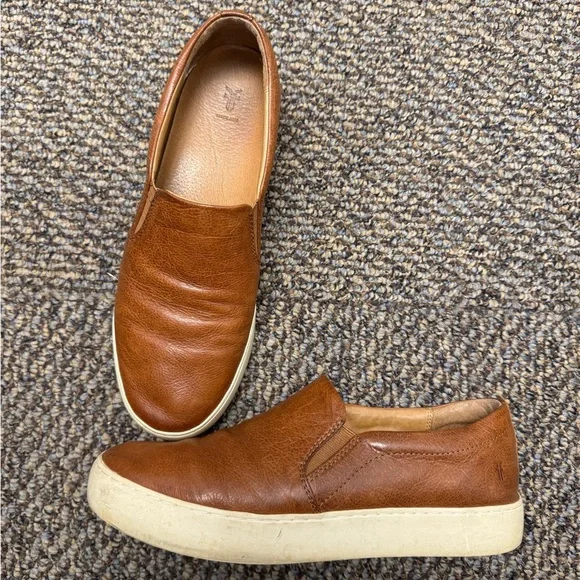 Frye Brown Leather Sneakers with Platform Sole - Picture 4 of 5